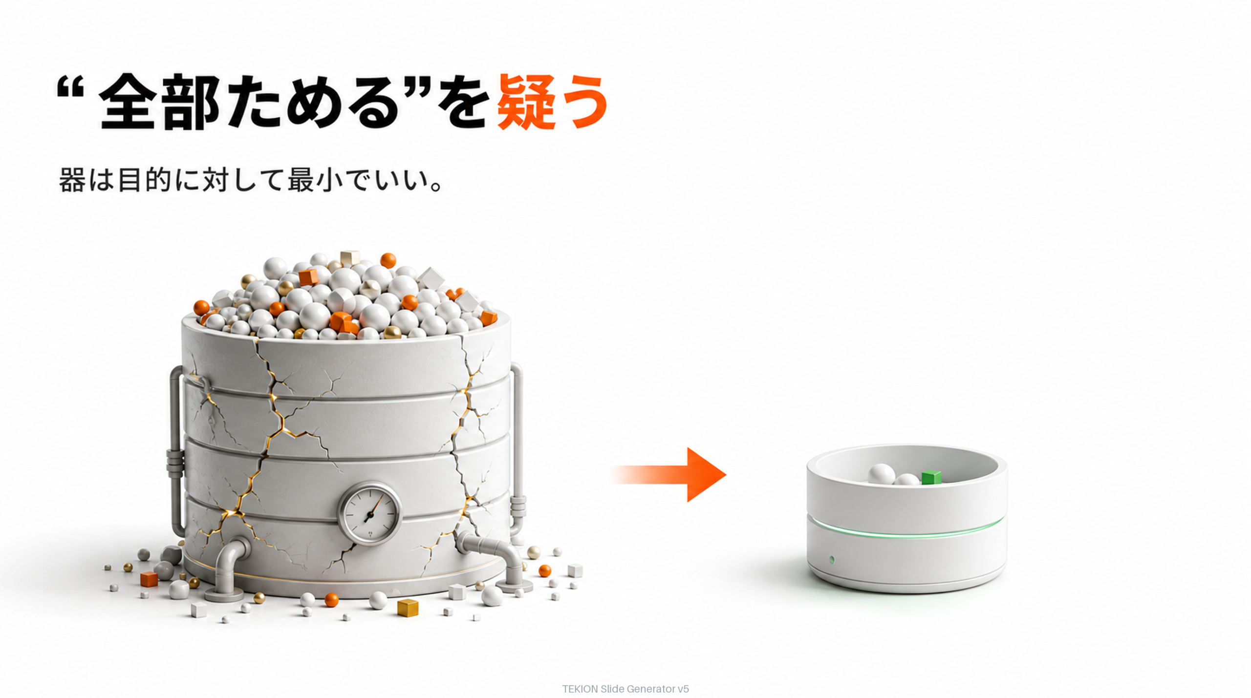 全部ためるを疑う。器は目的に対して最小でいい。