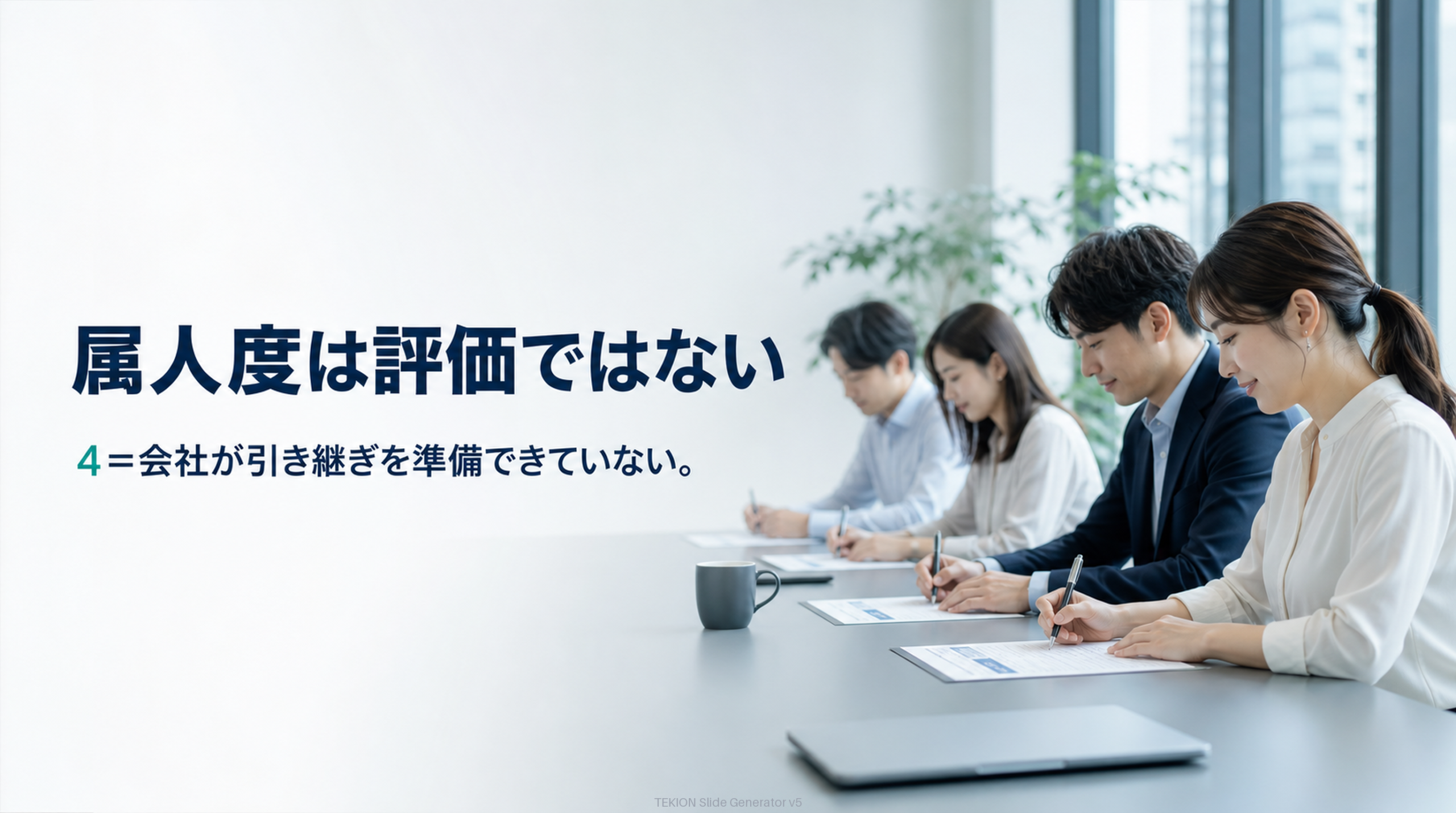 属人度4＝会社が引き継ぎを準備できていない。
