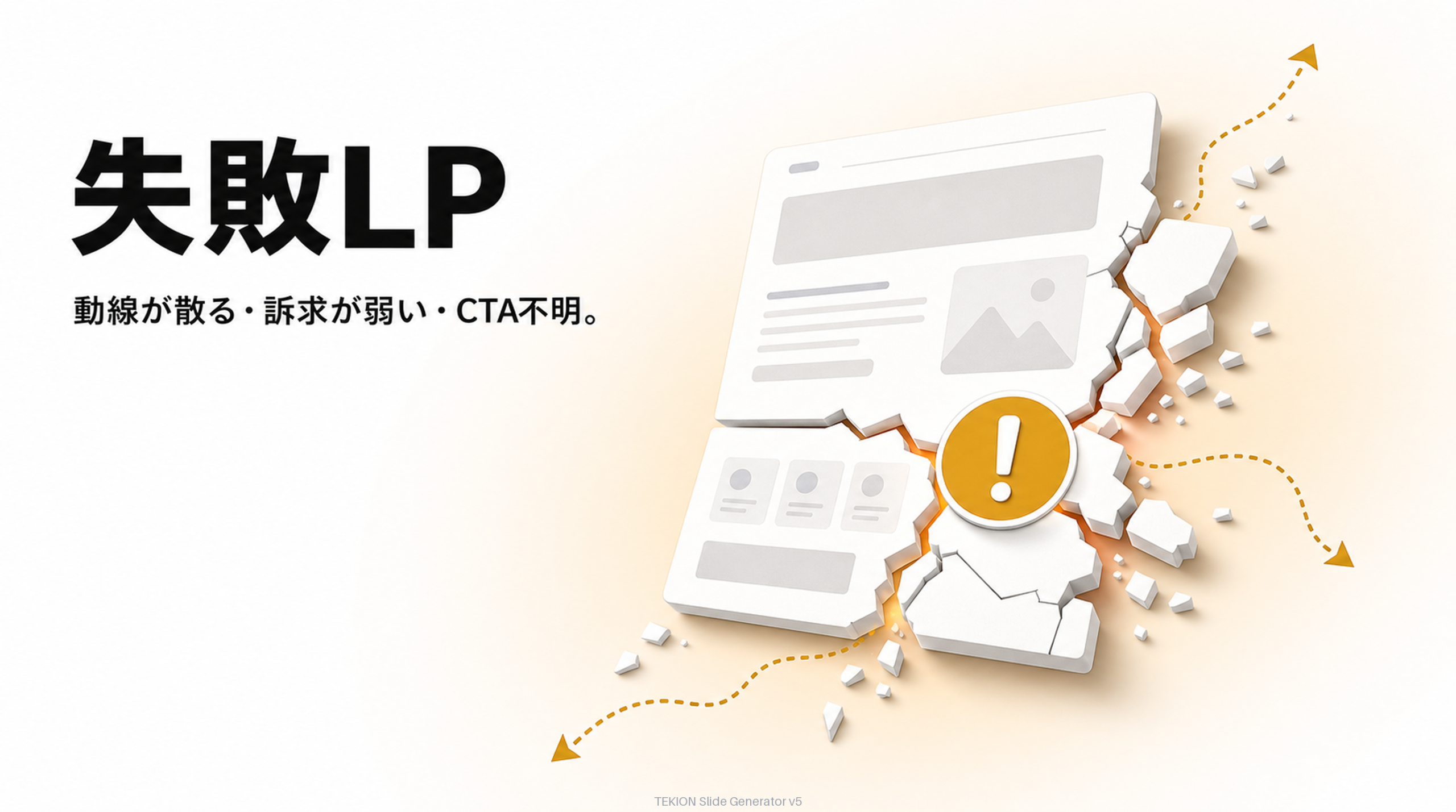 動線が散る・訴求が弱い・CTA不明。
